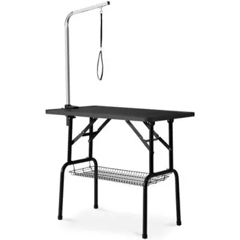 BTM Складной тримминговый стол Тримминговый складной тримминговый стол для мытья домашних животных Стрижка феном Расчесывание Когтерез Машинка для стрижки чёрный