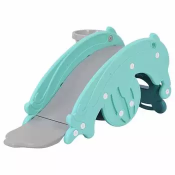 BTM Slide Rocking Horse 3in1 Slide Basketball Goal Indoor Indoor Play Equipment Home Outdoor Indoor Toy Gift мятный