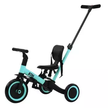 BTM трехколесная коляска 5 в 1 трехколесный велосипед с толкателем и педалями с управлением Ultra Full of Riding Kids Green Детская панель, свет, характеристики, зелёный