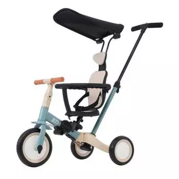 BTM трехколесный велосипед 5 в 1 оригинальный детский велосипед с толкателем, защитной ручкой, подставкой для ног, подстаканником, звонком, сумкой и солнцезащитным козырьком