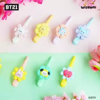 БТС (Бантан Бойз) Мини-заколка для волос BT21 Happy Flower, официальная, оригинальная, аутентичная, K-POP, айдол