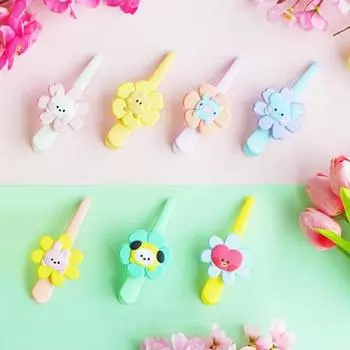 BTS BT21 Minini Happy Flower Заколка для волос Щипцы для волос ( 7 типов ) KOYA