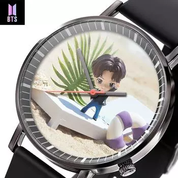BTS Модные мужские роскошные аналоговые кварцевые стальные женские спортивные наручные часы из нержавеющей стали