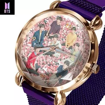 BTS Мужские модные кварцевые дизайнерские часы, цифровые темпераментные женские часы, подарок