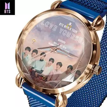 BTS Мужской модный ремешок для часов Простые уличные женские кварцевые часы