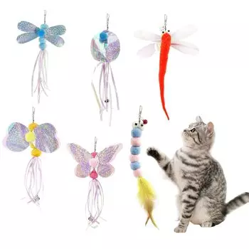 BTtime Cat Toy Set of Cat Cat Сменные принадлежности для игр с кошками 6, Игрушки, Гусеницы, Бабочки, Насекомые, Мячи, Игрушки,