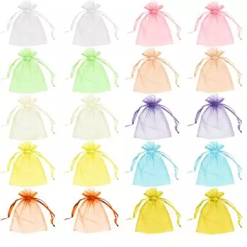 BTtime органза шнурок подарочный саше аксессуар материал 20 штук мешок, мешок, упаковка, обертывание, простой, прозрачный, маленький, день рождения,