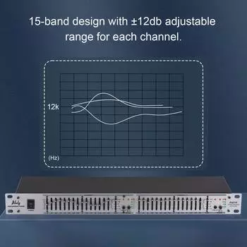 Btuty EQ-215 Двухканальный 15-полосный эквалайзер 1U для монтажа в стойку 2-канальный стереографический эквалайзер US Plug чёрный