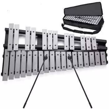 Btuty Glockenspiel Ксилофон 30 нот Деревянная рама Складная алюминиевая планка ударный музыкальный инструмент Подарок с сумкой для переноски