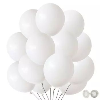 BTZO Rubber 50 10 Round Latex Store Sports Cultural Balloon White Balloons, Balloons, Decorations, Pieces, Inches, Balloons, Balloons, Decorations,