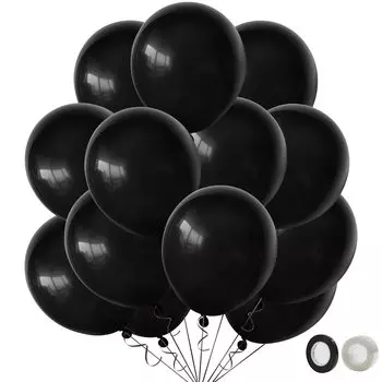 BTZO Rubber 50 10 Round Latex Store Sports Cultural Balloon Black Balloons, Balloons, Decorations, Pieces, Inches, Balloons, Balloons, Decorations,