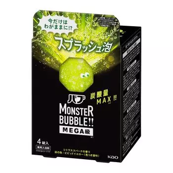 Bub Monster Bubble MEGA Splash Foam 4 tablets Highly concentrated carbonated bath additives Contains hot spring ingredients [Quasi-drug]