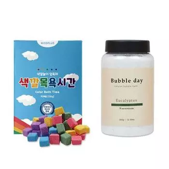 Bubble Day Powder Соль для ванн Эвкалипт 360 г + Цветной набор для ванны, Эвкалипт 360 г + Цветной набор для ванны 220 г