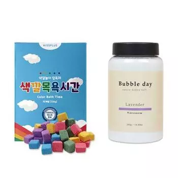 Bubble Day Powder Соль для ванн Лаванда 360 г + Набор Color Bath Time, Лаванда 360 г + Color Bath Time 220 г, Лаванда 360 г + Color Bath Time 220 г