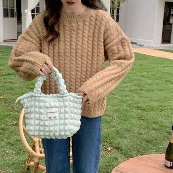 Bubble handbag shopping carry-on bag canvas bag casual lazy style portable tote bag