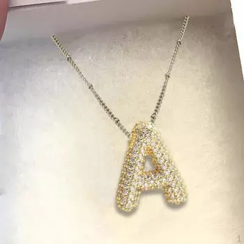 Ожерелье с подвеской в виде пузырчатой буквы на день рождения, модное украшение в виде стразов для нее и него, подвеска с буквами алфавита M