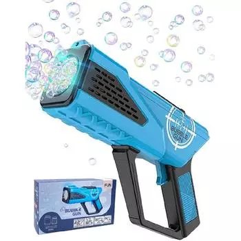 Bubble Machine для детей, комплект Bubble Gun, фен, 8-луночная палочка, светодиодные фонари, уличная игра, идеально подходит для подарков на день рождения, вечерние игрушки