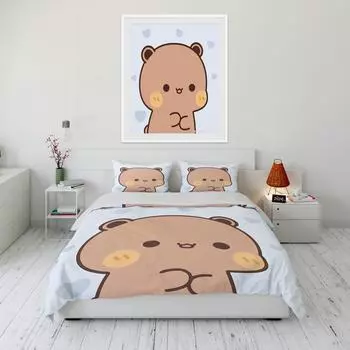 Bubu Dudu мультфильм милый медведь KawaiiGift King Twin двуспальный детский комплект постельного белья из микрофибры или полиэстера Рождественский комплект пододеяльников EU single(135x200cm)