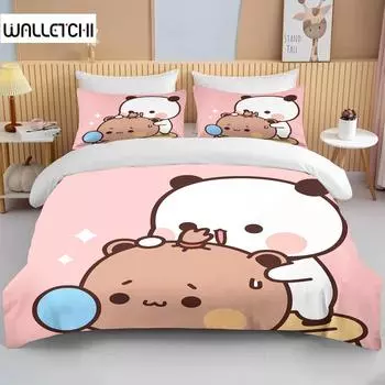 Bubu Dudu мультфильм милый медведь кавайный рождественский подарок King Twin Double мальчики комплект постельного белья микрофибра или полиэстер пододеяльник комплект 70x133cm 2pcs