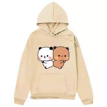 Bubu Dudu Женские толстовки с капюшоном Kawaii Bubu Dudu Графические толстовки Милая одежда с изображением медведя панды Женская повседневная забавная корейская кофта S