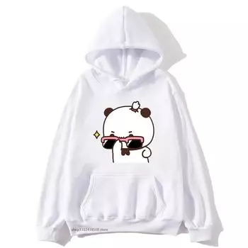 BuBu смотрит, как DuDu поднимает тяжести — это гимнастка Толстовка с капюшоном Panda Bear Толстовка Парная одежда Мужчины Kawaii Женщины Топы S