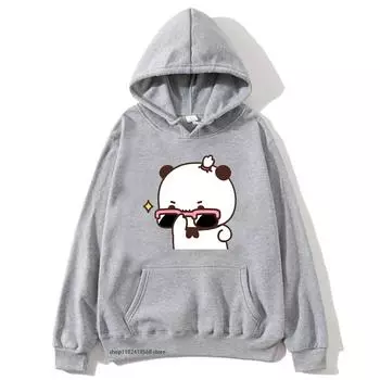 BuBu смотрит, как DuDu поднимает тяжести — это гимнастка Толстовка с капюшоном Panda Bear Толстовка Парная одежда Мужчины Kawaii Женщины Топы S