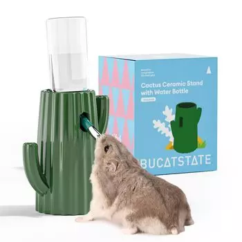 BUCATSTATE Hamster Roll Water Автоматическая подставка для воды Кактус Керамическая подставка для воды Кактус Набор для мелких животных, таких как зеленая бутылка, мяч, подача, зелёный