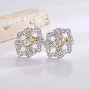 Buchi matte haute couture hollowed out snowflake zircon stud earrings s925 silver needle small fresh romantic sweet earrings
