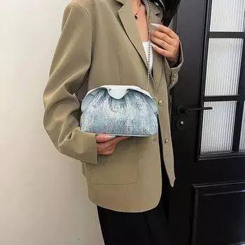 Сумка-ведро, новая модная сумка через плечо с цепочкой, высокая косметичка с пайетками, женская сумка