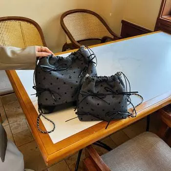 Bucket bag women s large capacity 2024 new leisure chain backpack fashion high sense multi-functional travel backpack
