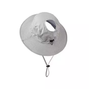 Bucket Hat Exposed Ponytail Easiest for Match Quick-Drying Breathable Hat Summer Outdoor Fishing UV Protection Sun Hat Low horsetail light gray Breathable horsetail hole