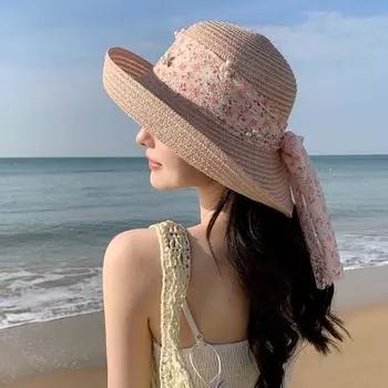 Bucket Hat Women s 2025 New Arrival Summer Beach Fashionable and Beautiful Sunshade Sun Protection Hat Straw Sun Hat Bucket Hat Pink