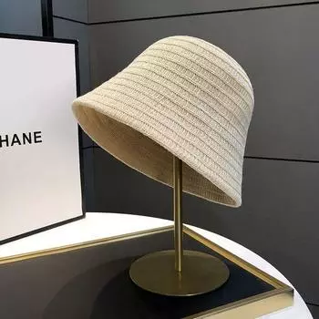 Bucket Hat Women s 2025 New Arrival Summer Thin Face-Looking Small Woven Hollowed Breathable Sun-Proof Sun Protection Bucket Hat Beige
