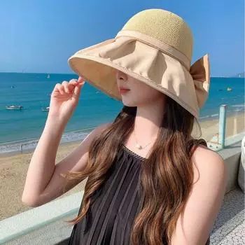 Bucket Hat Women s Summer New Arrival Fashion Sun Protection Hat Big Brim Face-Covering Easiest for Match Sun Sunhat UV Protection Hat Beige All yards