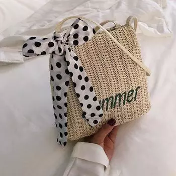 Bucket Straw Woven Fashionable Woven Women S Bag Hand Held Single Shoulder