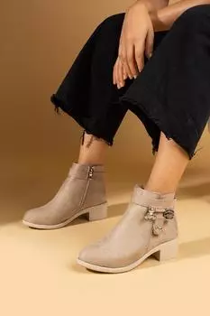 Buckle Detailed Zippered Women s Boots 57-02-24Suede