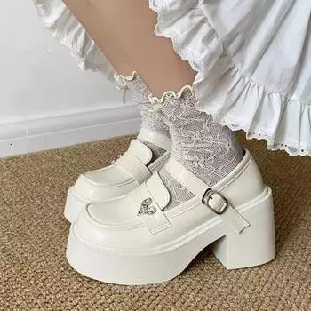 Туфли Мэри Джейн с пряжкой, женские, новые, универсальные, весенние, лакированные, на толстой подошве, женские, на высоком каблуке, с ремешком на щиколотке 35