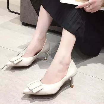 Buckle Summer Women Shoes Pointed Toe Pumps Leisure Dress High Heels Wedding Tenis Feminino Zapatillas Mujer Square Sexy Shoes g 35 светло-синий