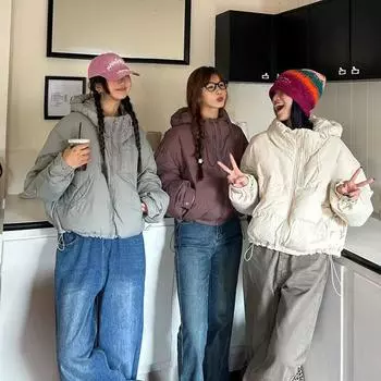 Bud hat короткая куртка-пуховик женская короткая зимняя новинка 2024 года теплая белая куртка на утином пуху One size бежевый