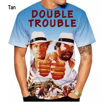 Bud Spencer Terence Hill 3D Print Мужская/Женская мода Футболки с круглым вырезом с коротким рукавом Мужские топы Летняя свободная одежда унисекс S