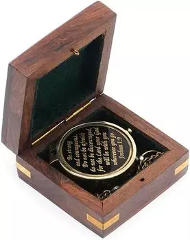 Будьте сильны и мужественны, не бойтесь, латунный гравированный черный циферблат-компас, с штампованным деревянным корпусом, s коричневый