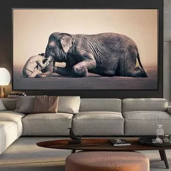 Будда Дзен Современные черно-белые картины со слонами на холсте, принты и постеры, настенное искусство для гостиной, офиса, домашнего декора, без рамки 20*40cm No Frame