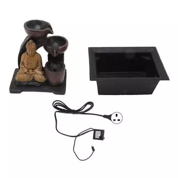Будда, текущая вода, украшение, синтетический смоляной водопад с подсветкой для домашнего офиса, рабочий стол в Великобритании