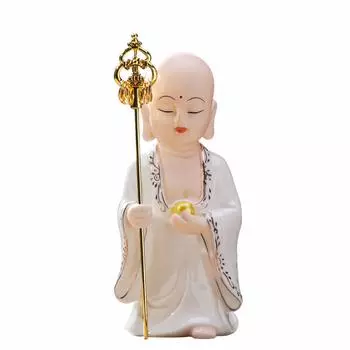 Будда удачи Дзидзо бог-машина, отгоняющий удачу в работе 13 см x ширина x глубина Дзидзо, статуя, керамика, статуэтка, украшение, товары, зло, (высота 5,5см белый