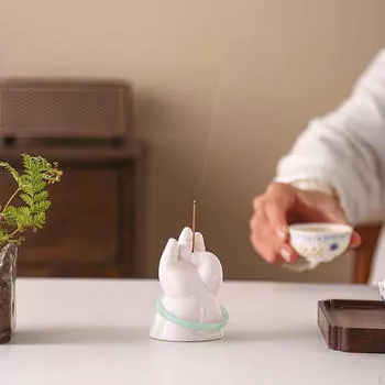 Buddha Hand Figurine Stick Incense Holder Censer Decorative Burner Desk Ornament for