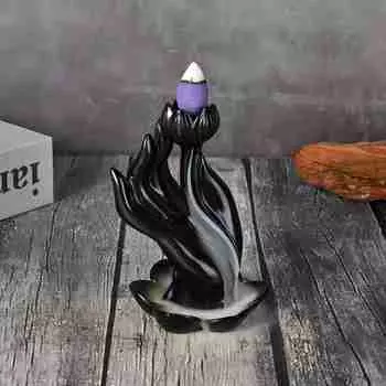 Buddha hand lotus reflux incense burner, waterfall incense burner, reflux incense burner handmade resin waterfall incense holder
