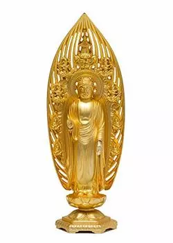 Buddha statue Amida Tathagata boat shape 17cm (gold plated/24K gold) Buddhist sculptor: Hideun Makita Original model