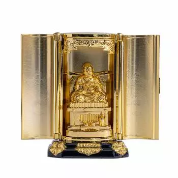 Buddha statue Kobo Daishi with Zushi Kukai Takaoka copperware Daishi (gold plated/24k gold) _ Shingon Buddhism (Kobou Z) золотой
