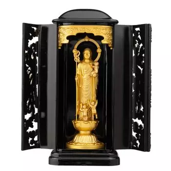 Buddha statue Koyasujizo Bodhisattva gold 3 PC Zushi for safe guardian deity for child water child Takaoka copperware pcZL 10.5cm (pure plated) No. _