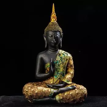 Buddha Statue Large Thailand Buda Buddha Sculpture Green Resin Hand Made Buddhism Hindu Fengshui Figurine Meditation Home Decor